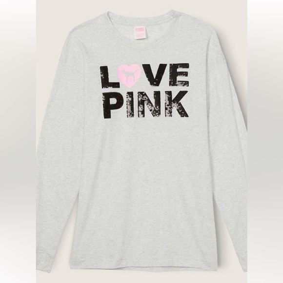 NWOT VS PINK ORIGINALS CAMPUS HEATHER GRAY BLING 2 PIECE SET JOGGERS AND T-SHIRT - Picture 16 of 17